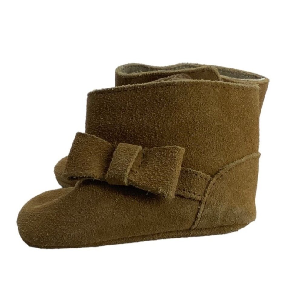 Janie and Jack Leather‎ Suede Moccasin Booties Shoes Infant Baby Girl 3-6 Months